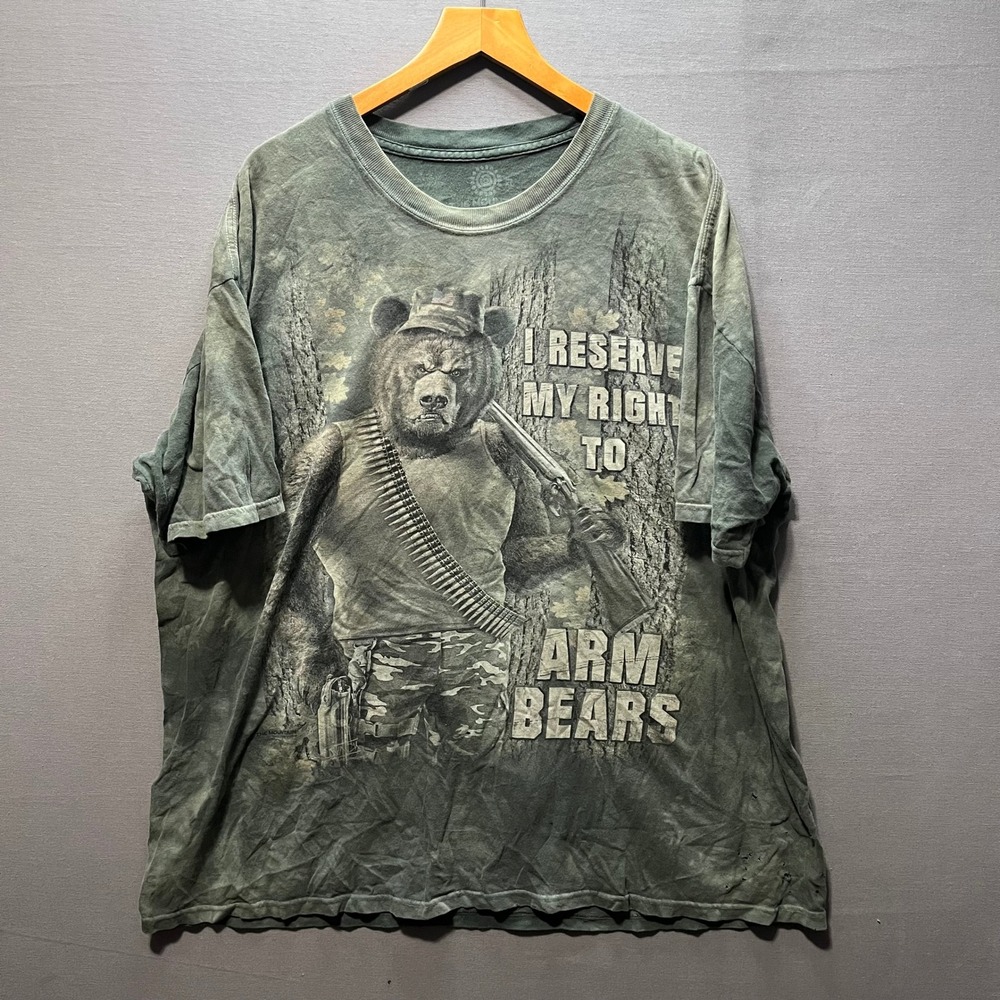 The Mountain I Reserve My Right To Arm Bears Tie Dye Graphic T-Shirt XL Green